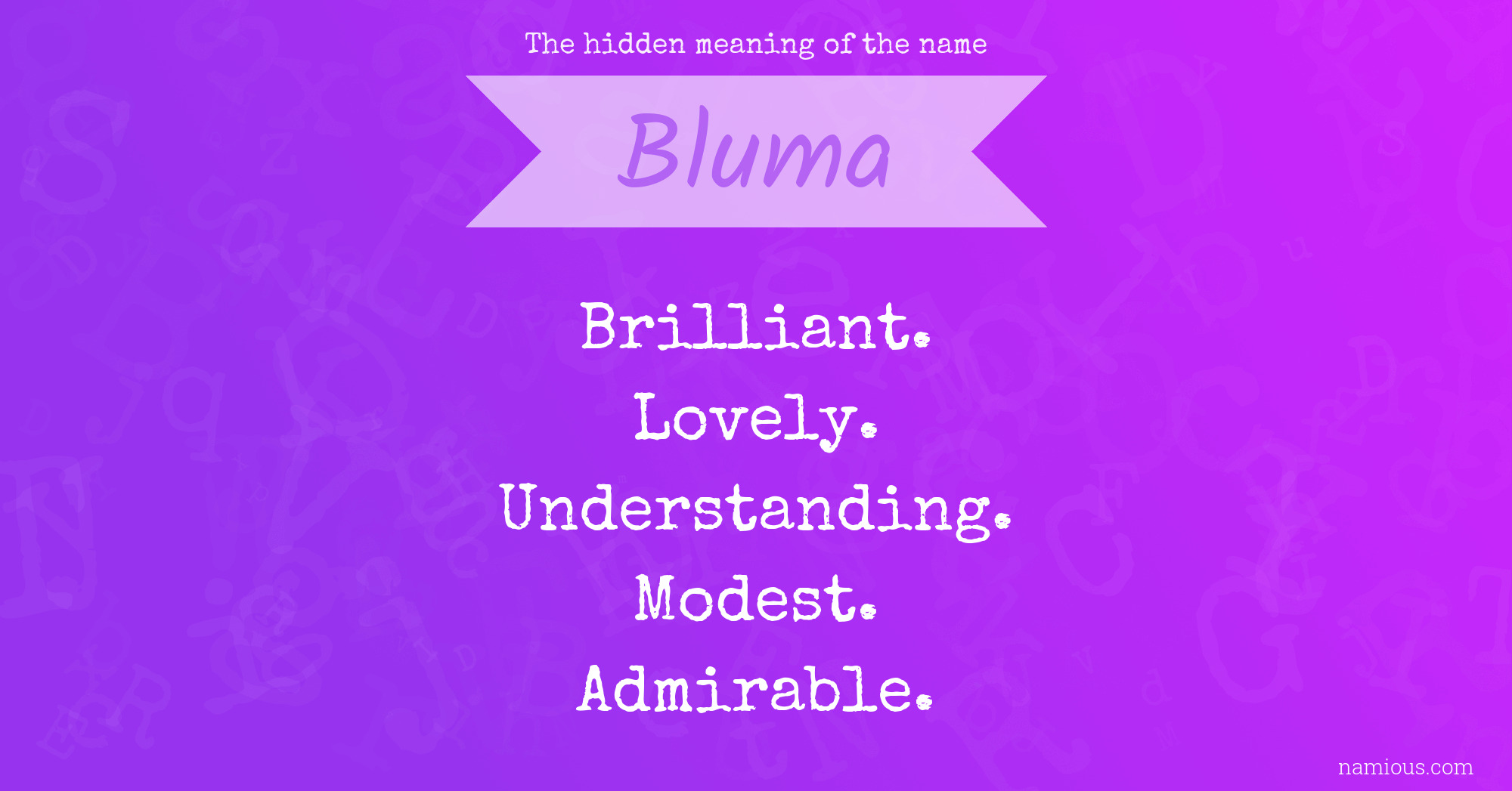 The hidden meaning of the name Bluma