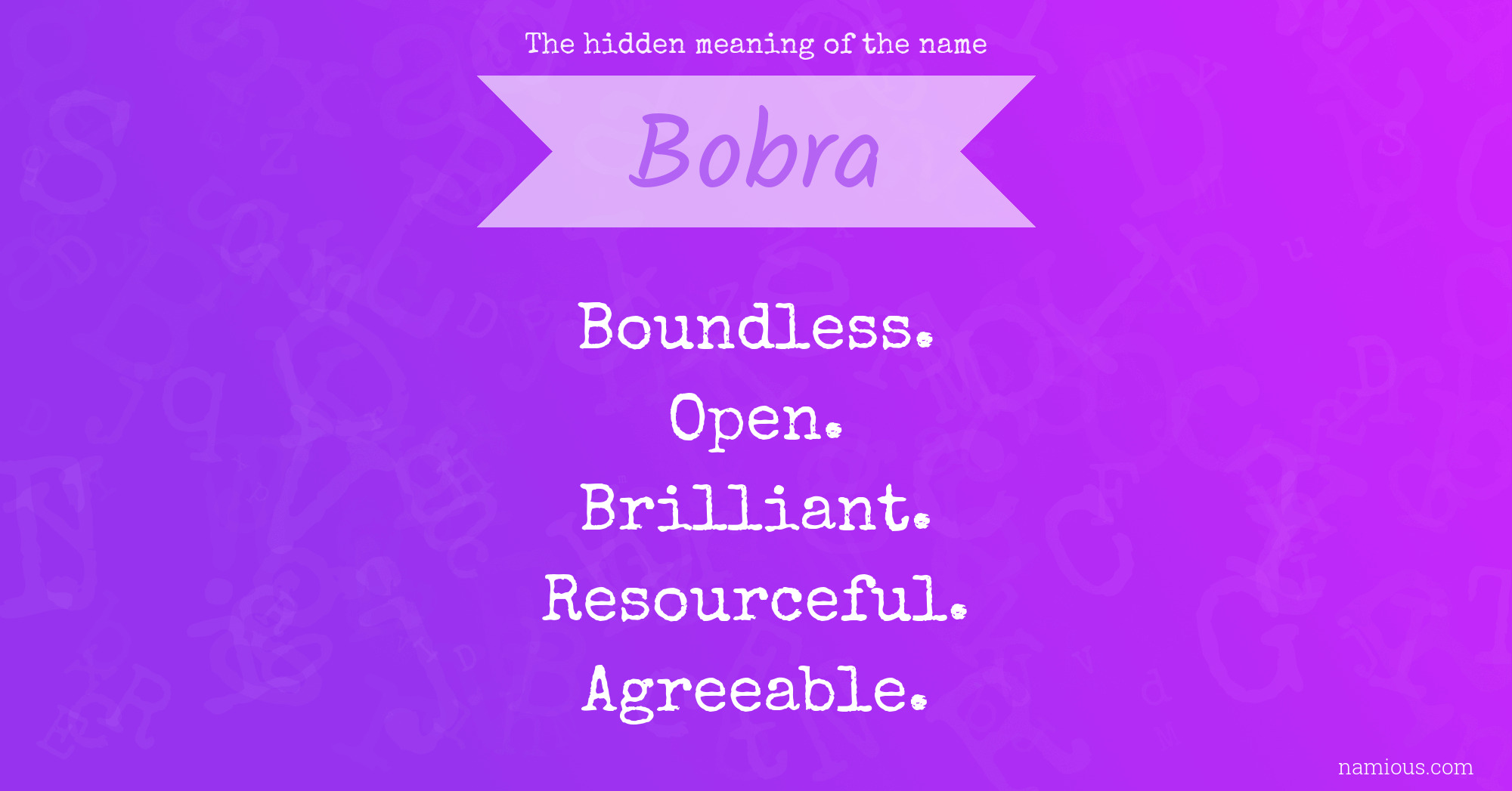 The hidden meaning of the name Bobra