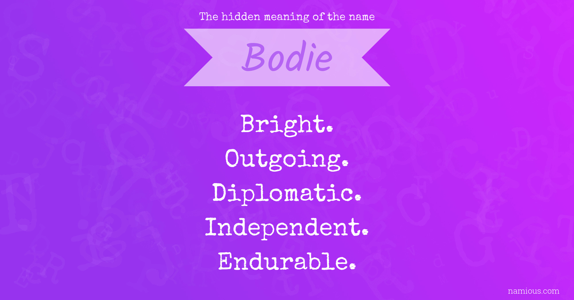 The hidden meaning of the name Bodie