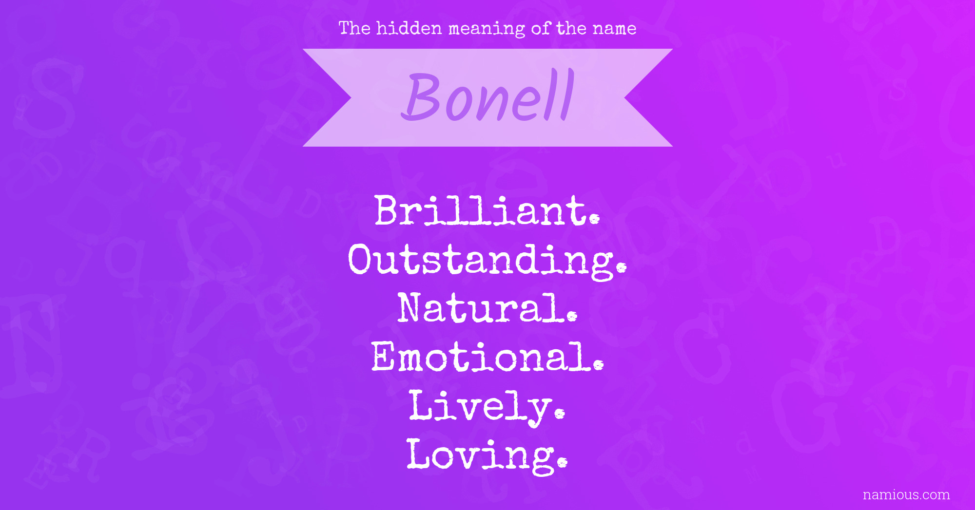 The hidden meaning of the name Bonell