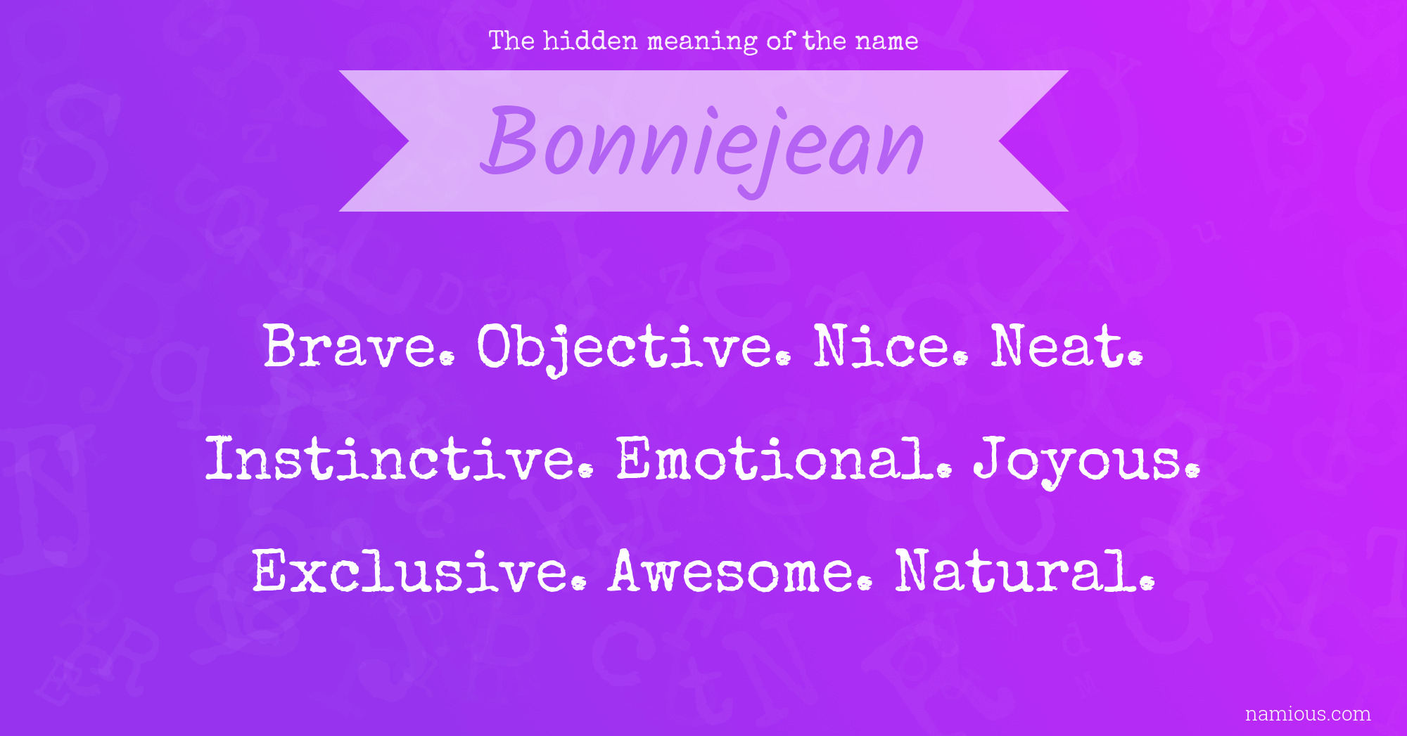 The hidden meaning of the name Bonniejean