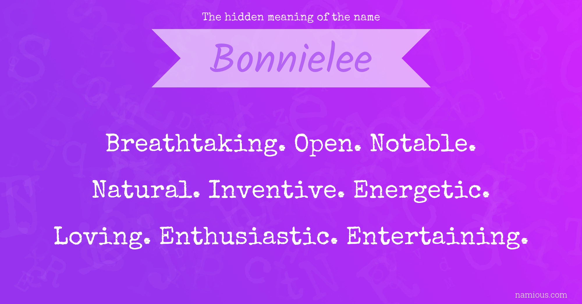 The hidden meaning of the name Bonnielee