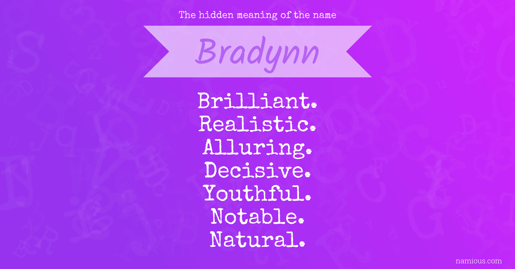 The hidden meaning of the name Bradynn