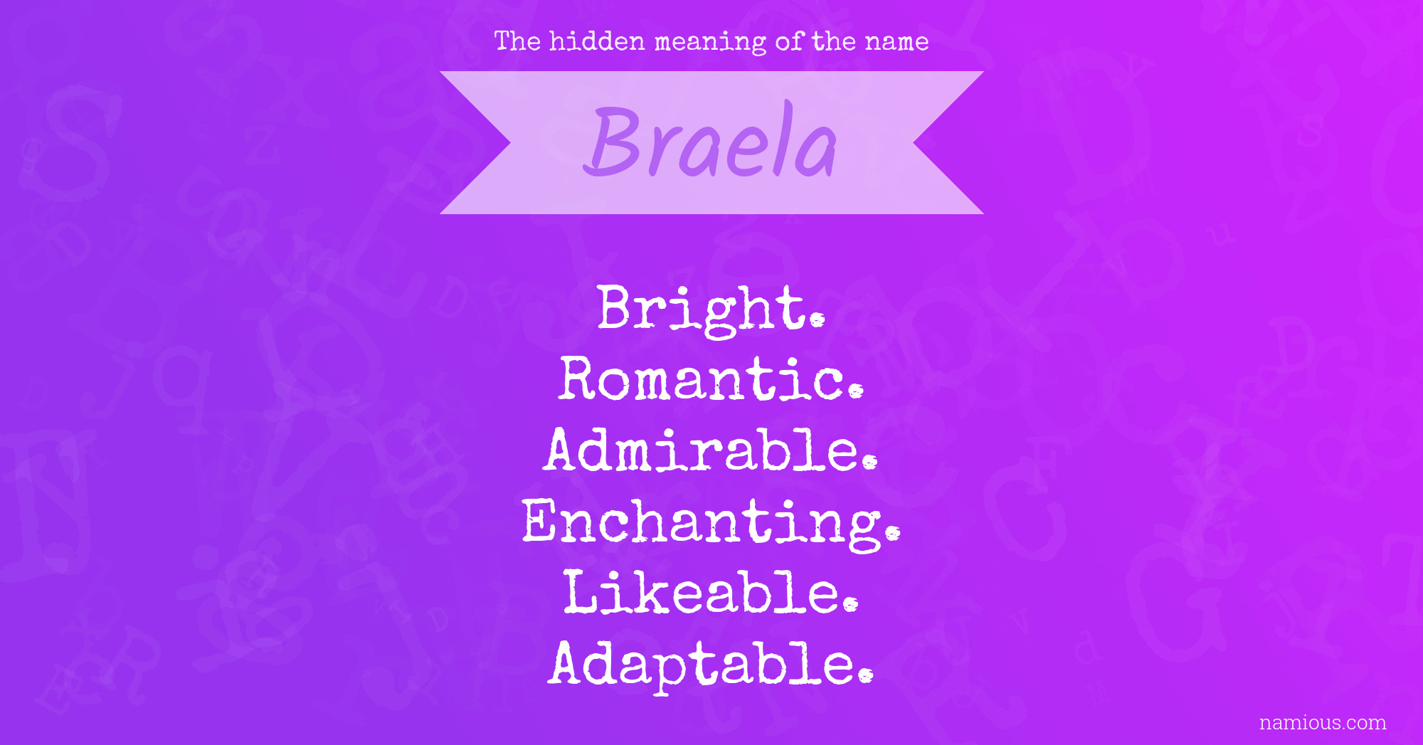 The hidden meaning of the name Braela