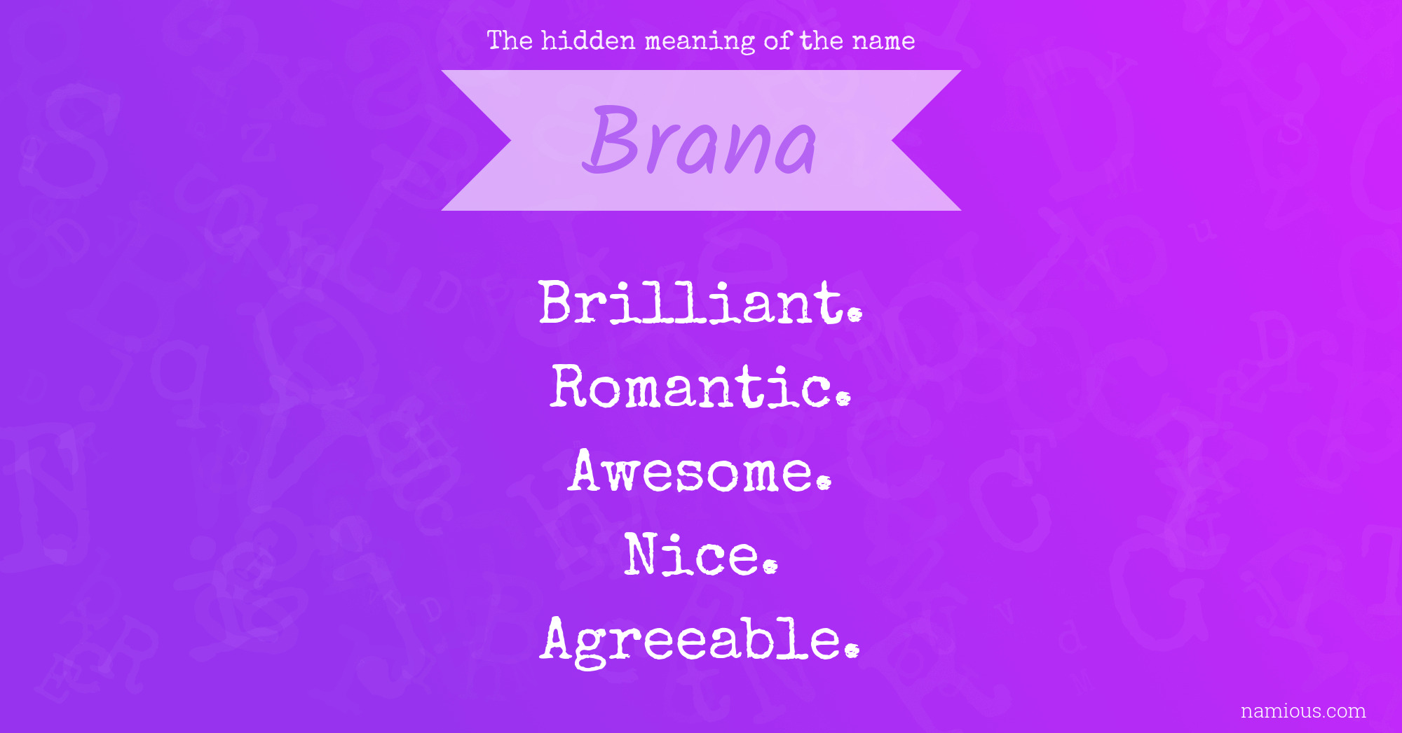 The hidden meaning of the name Brana