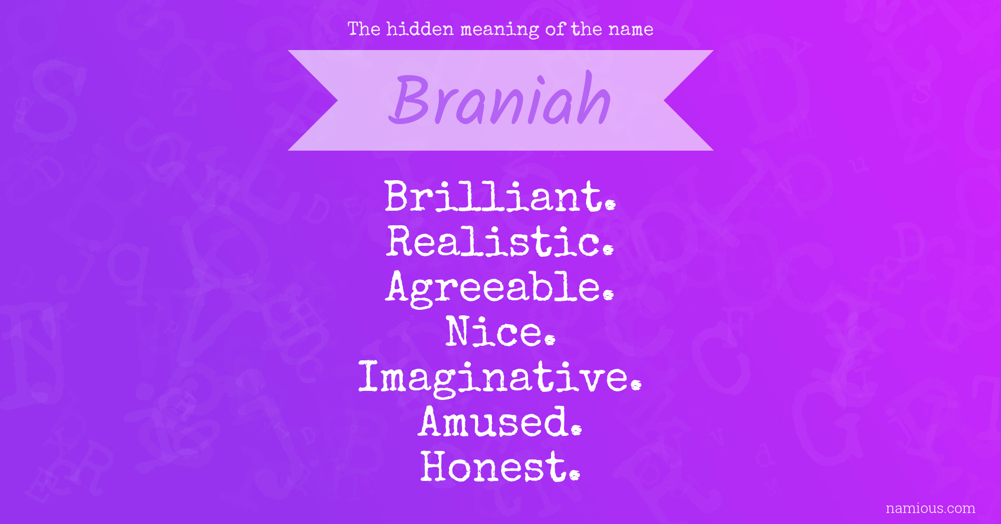 The hidden meaning of the name Braniah