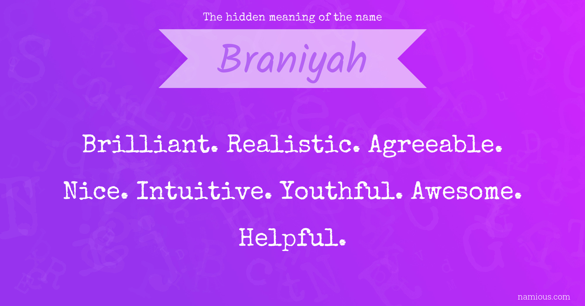 The hidden meaning of the name Braniyah