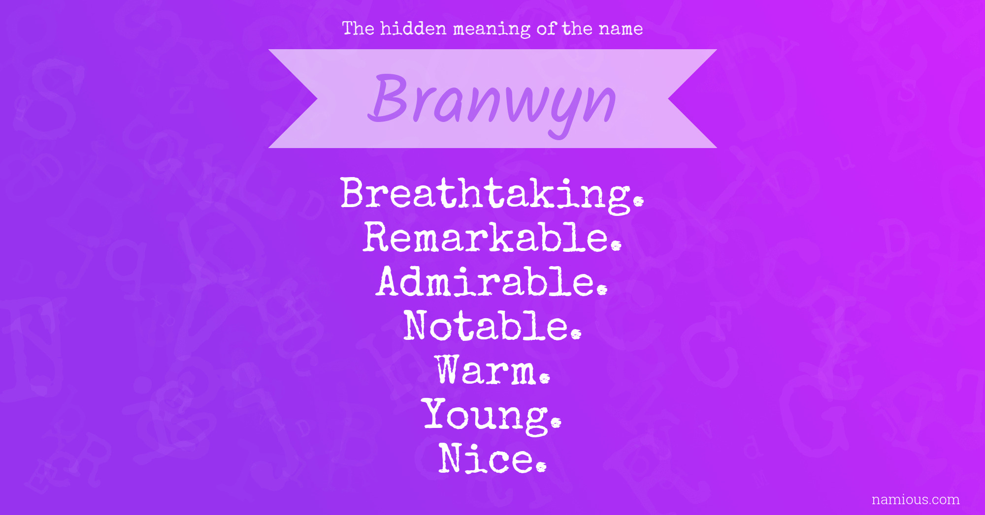 The hidden meaning of the name Branwyn