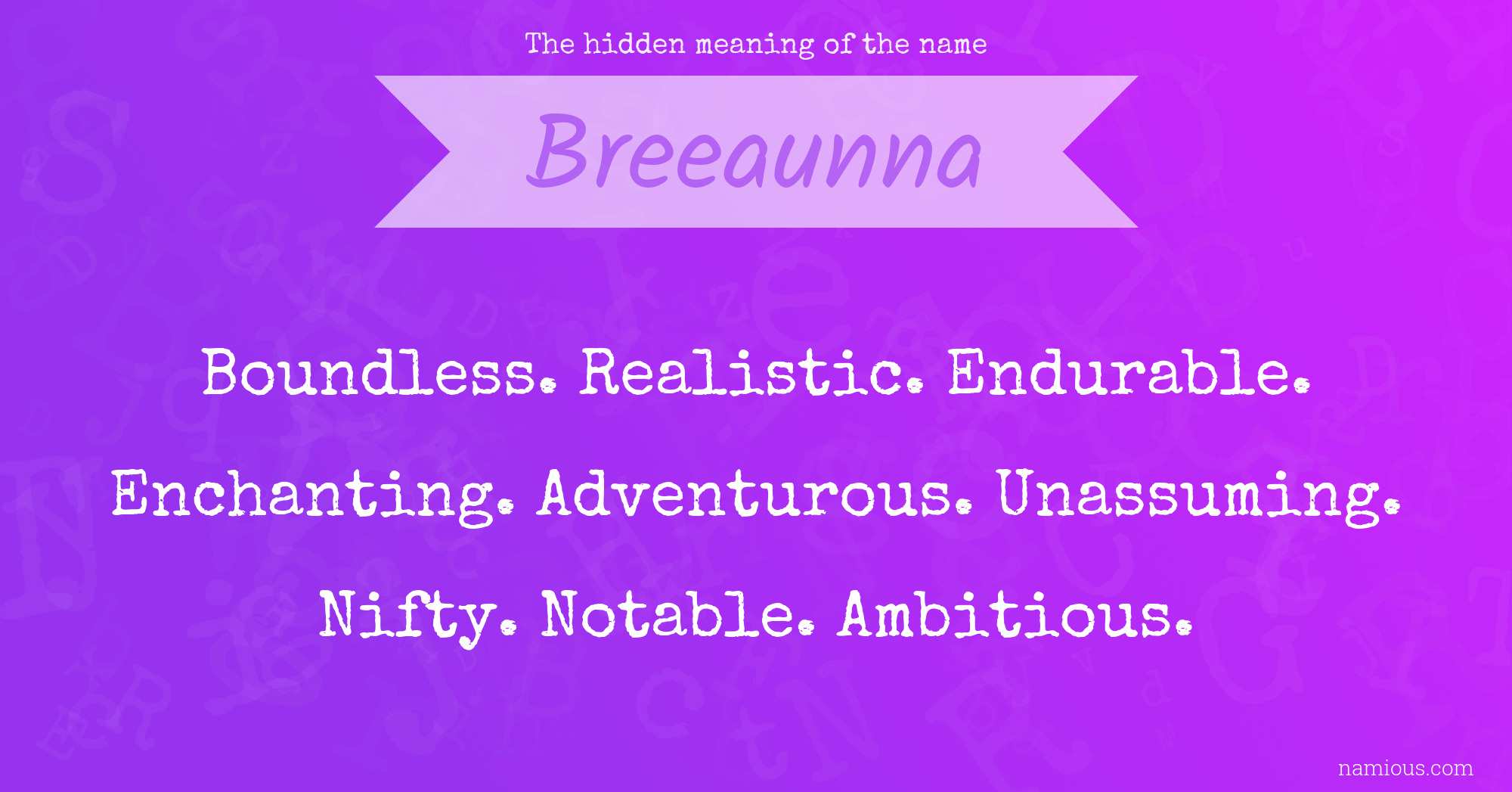 The hidden meaning of the name Breeaunna