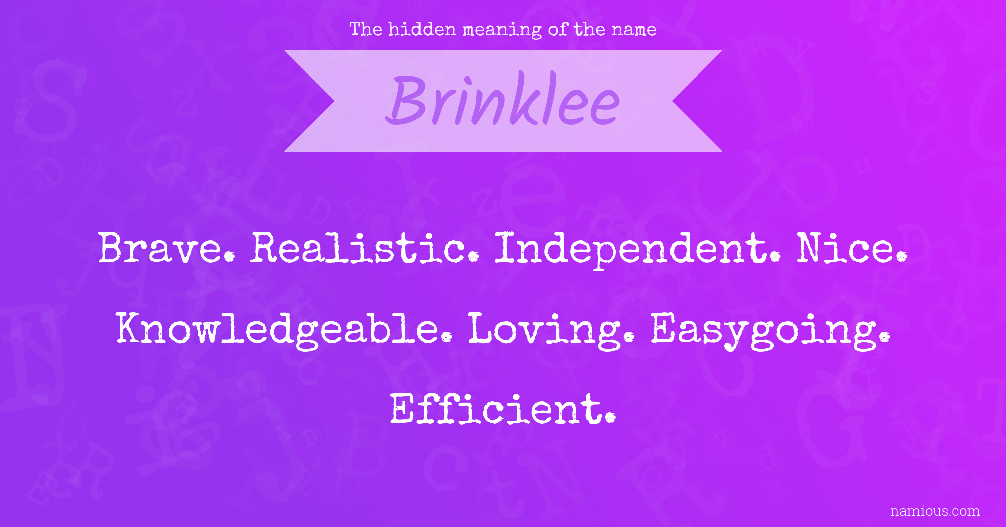 The hidden meaning of the name Brinklee