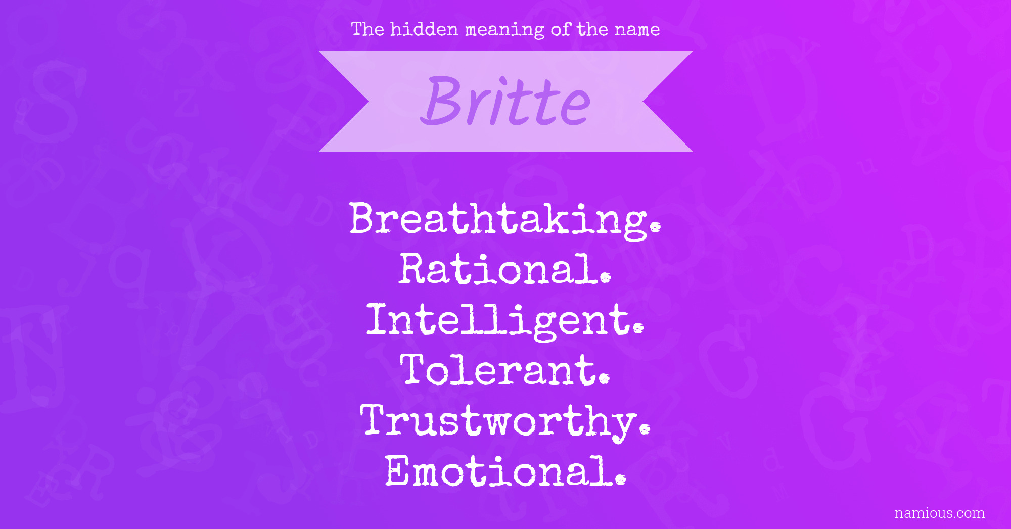 The hidden meaning of the name Britte