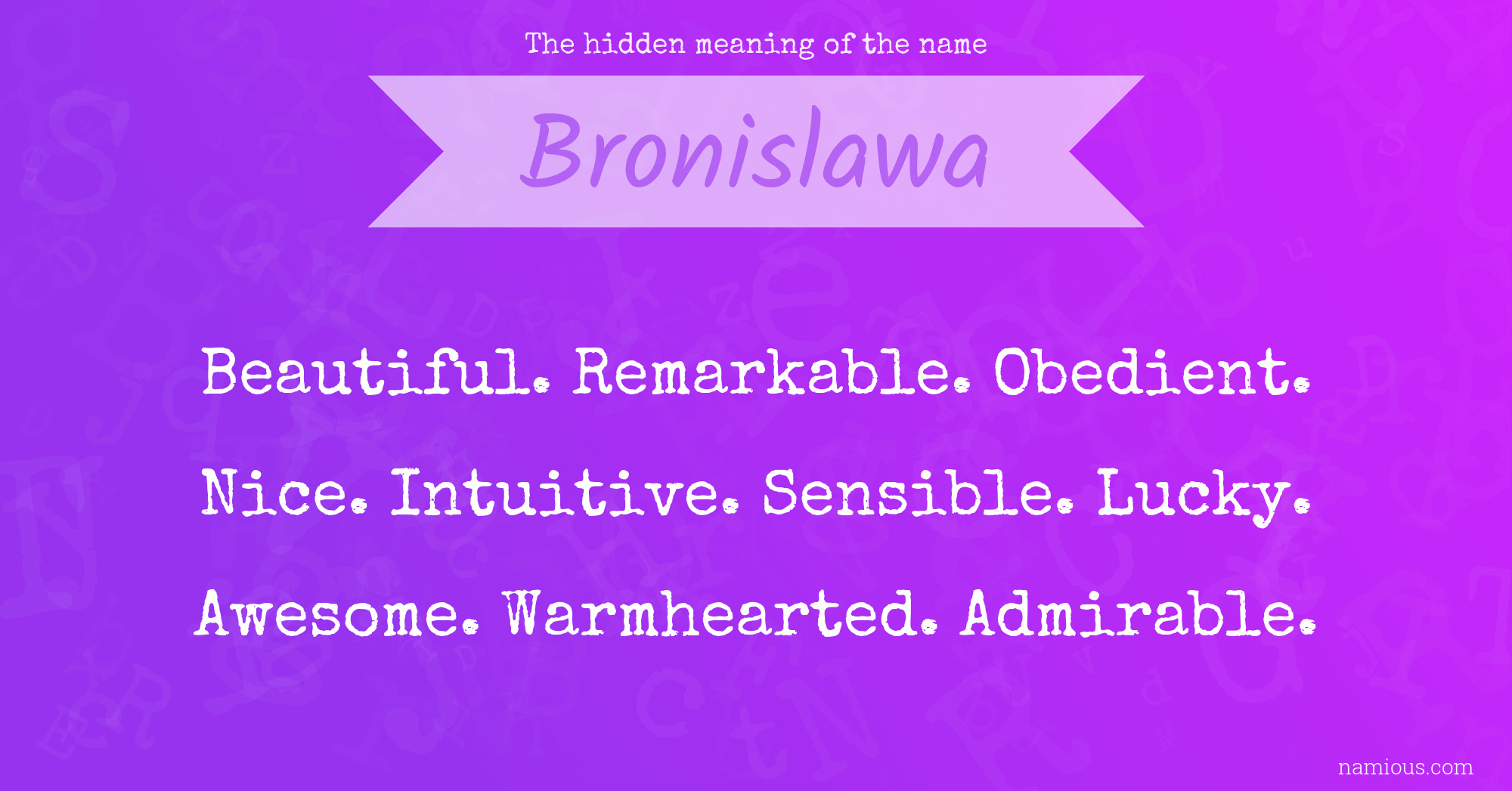 The hidden meaning of the name Bronislawa