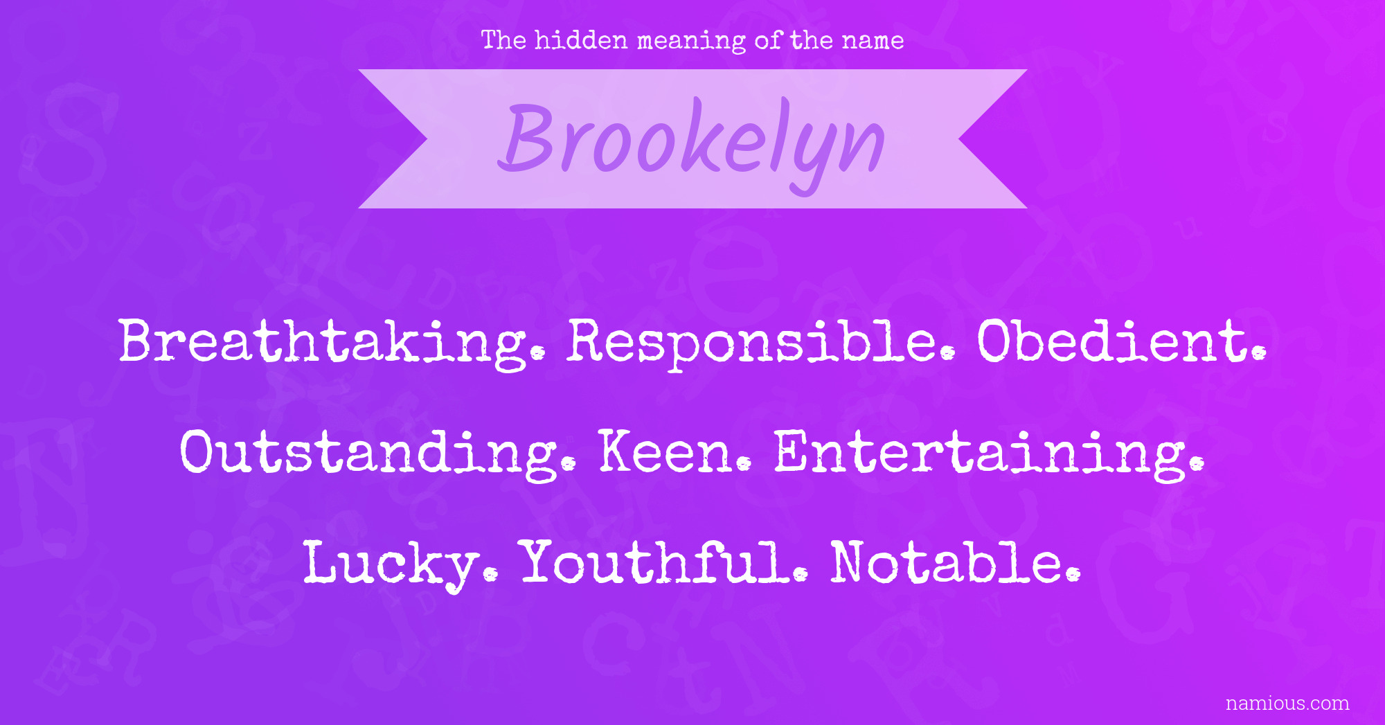 The hidden meaning of the name Brookelyn