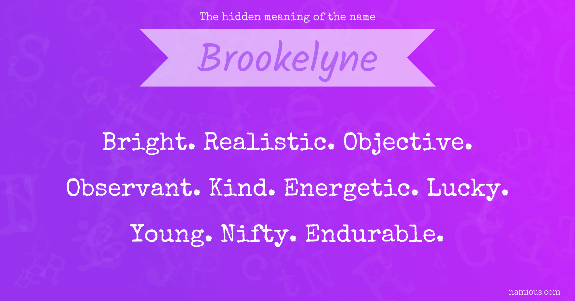 The hidden meaning of the name Brookelyne