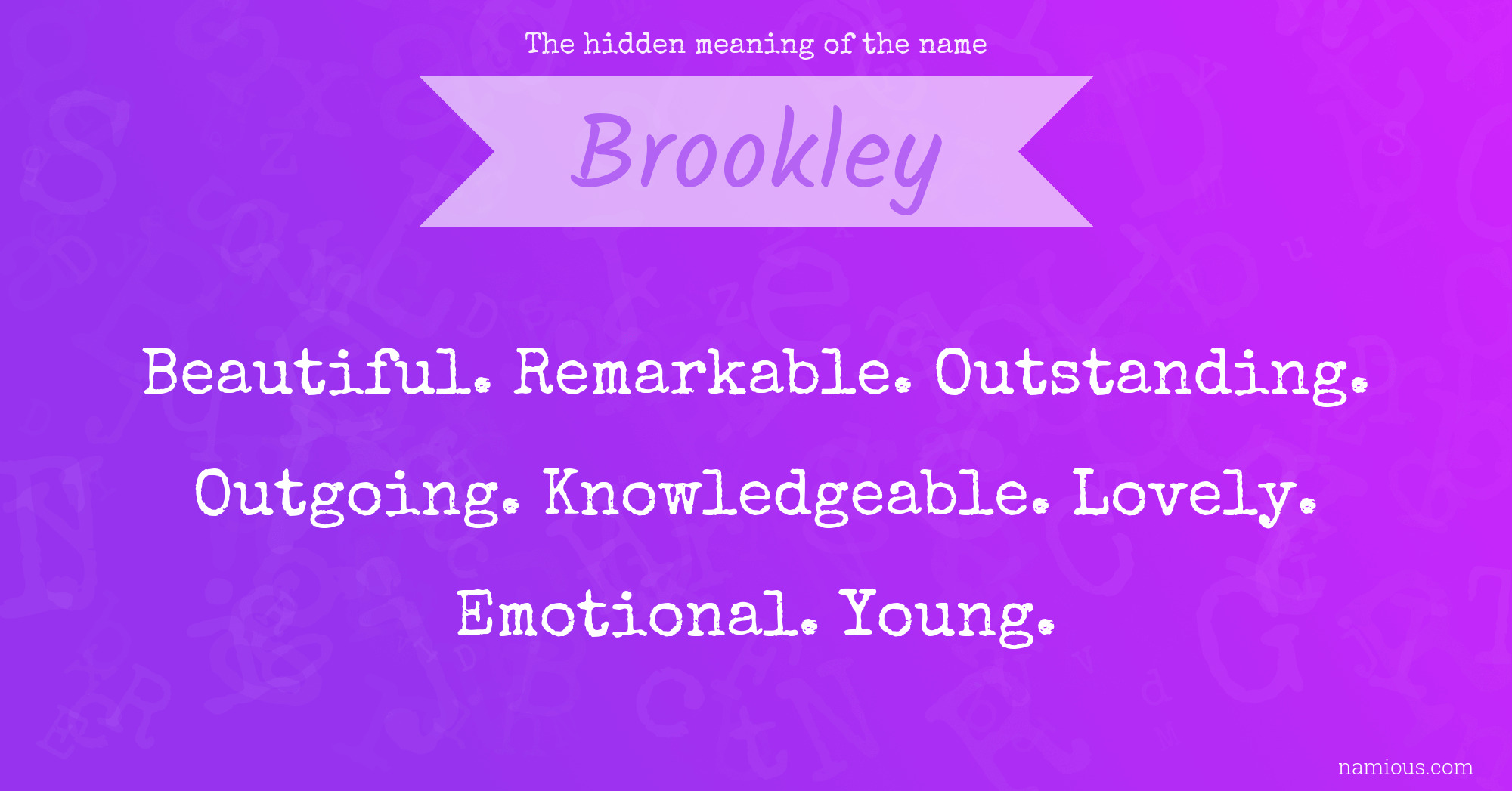 The hidden meaning of the name Brookley