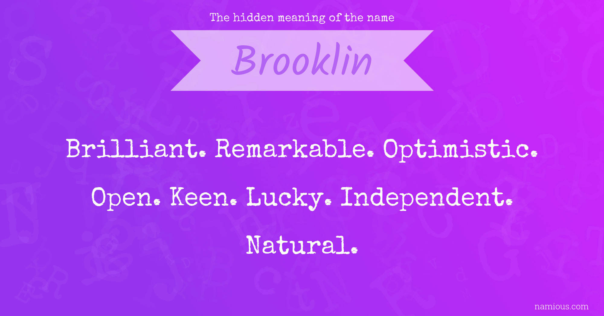 The hidden meaning of the name Brooklin