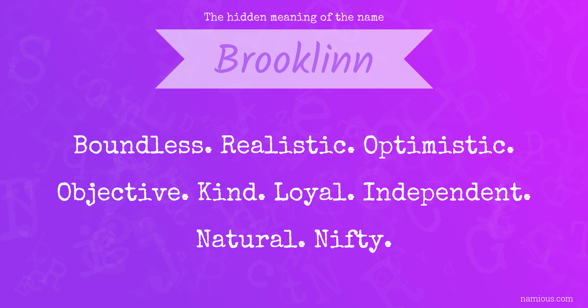 The hidden meaning of the name Brooklinn