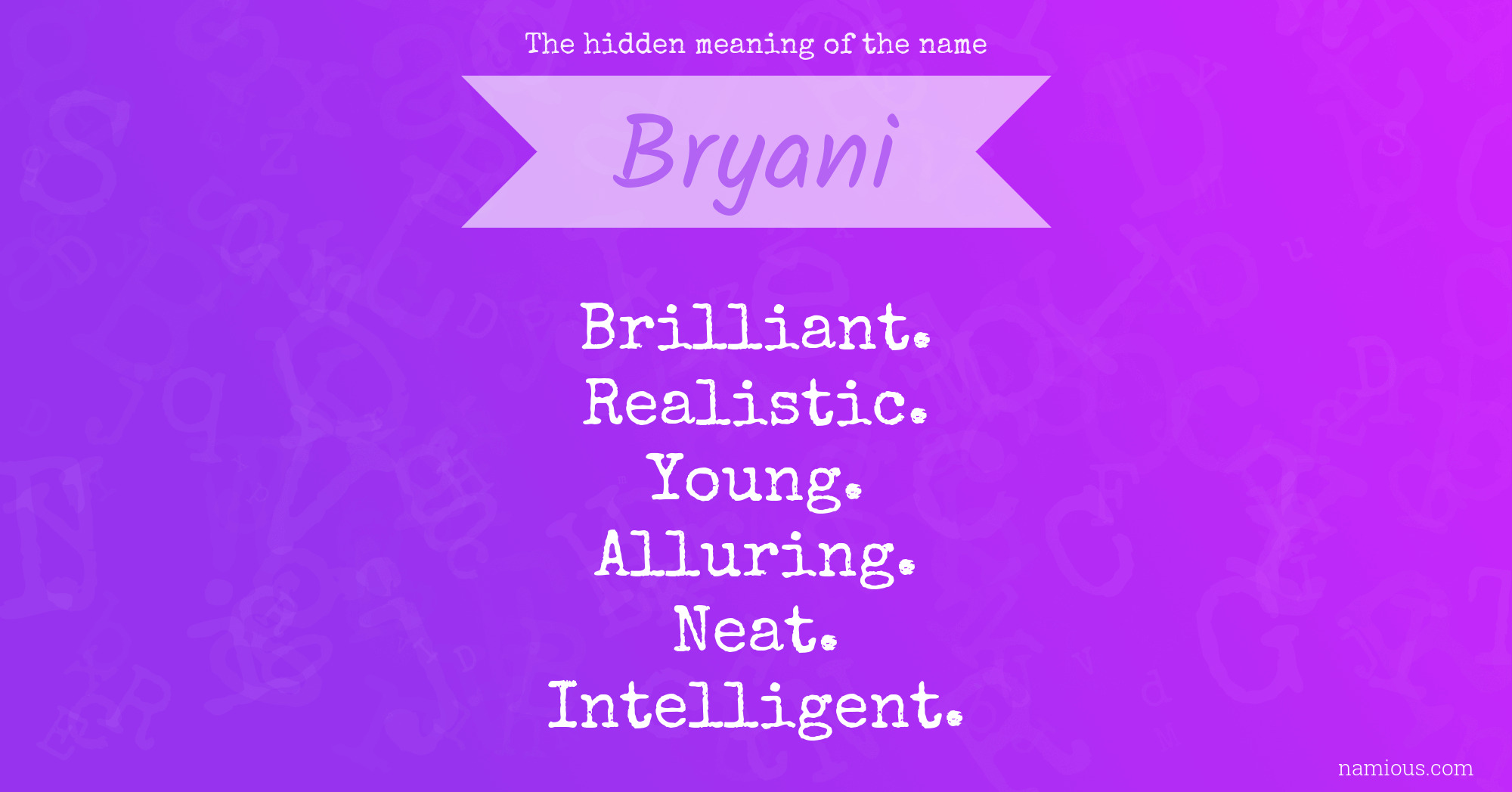 The hidden meaning of the name Bryani