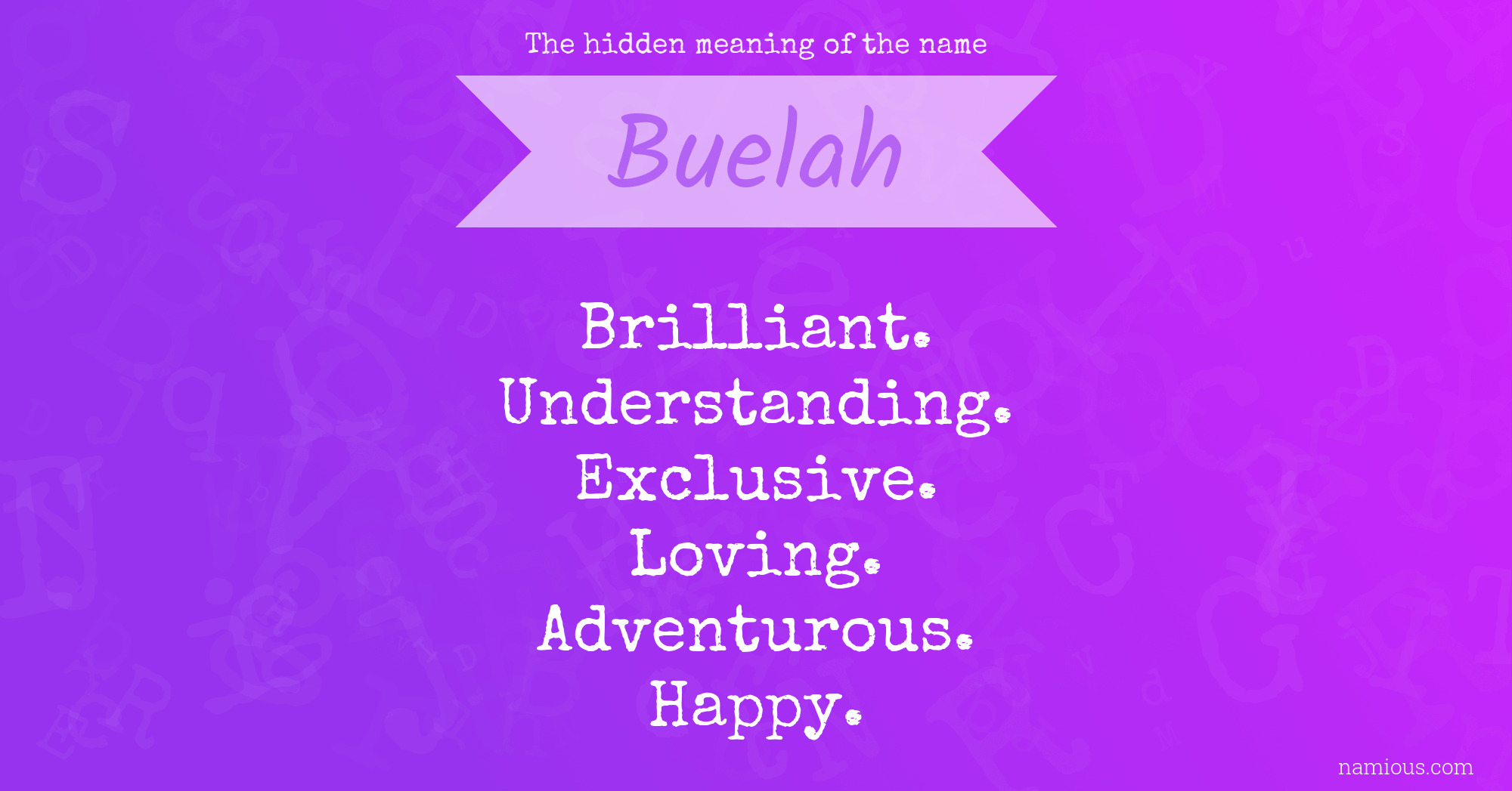 The hidden meaning of the name Buelah