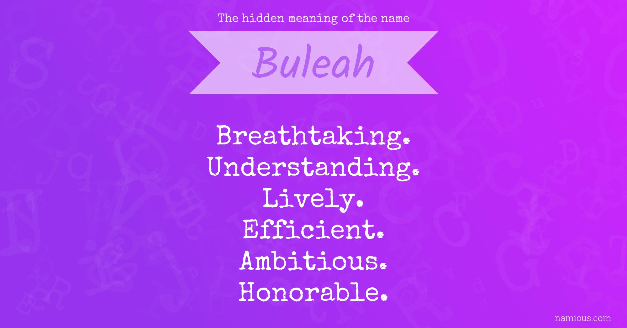 The hidden meaning of the name Buleah