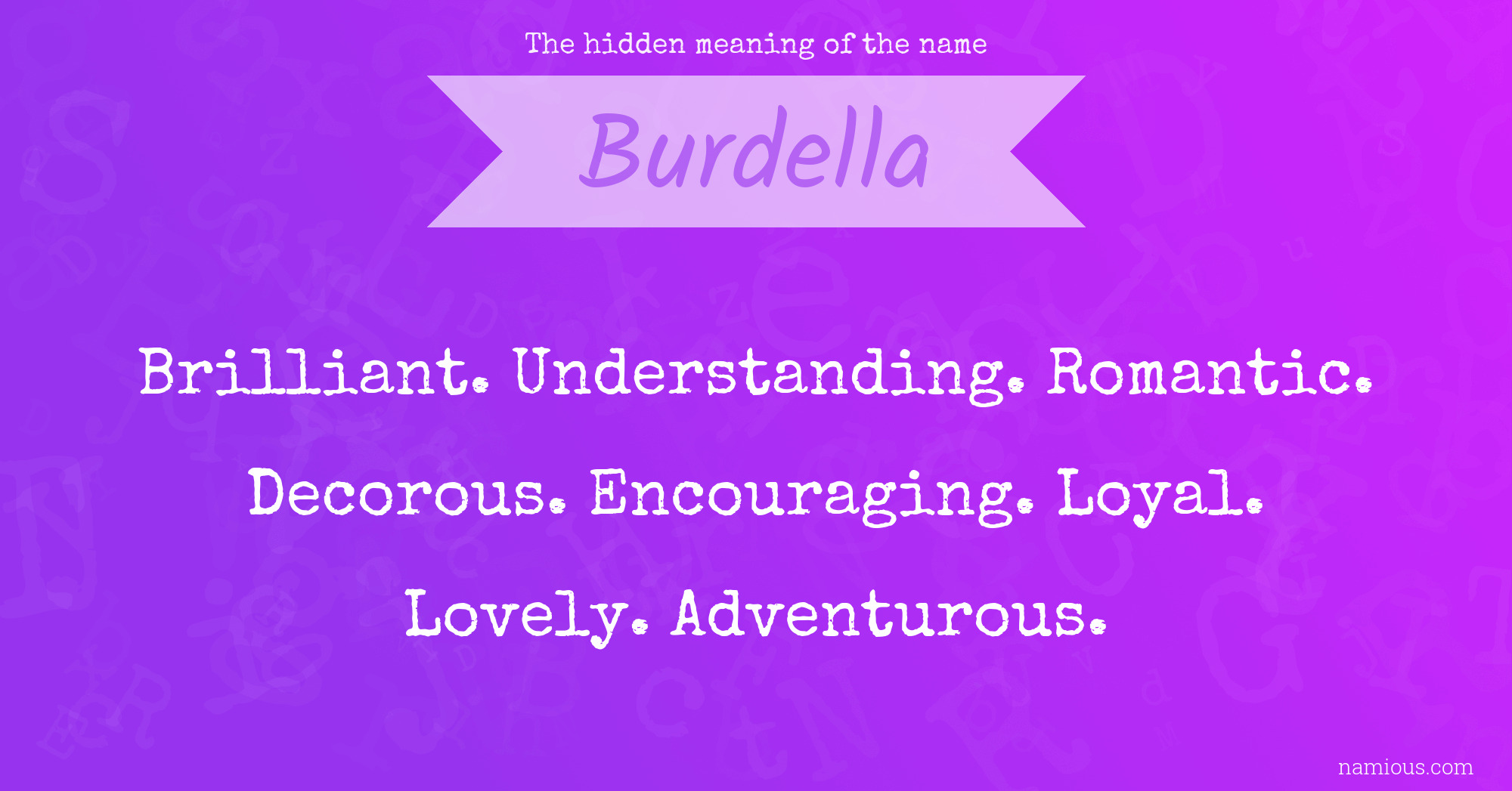 The hidden meaning of the name Burdella