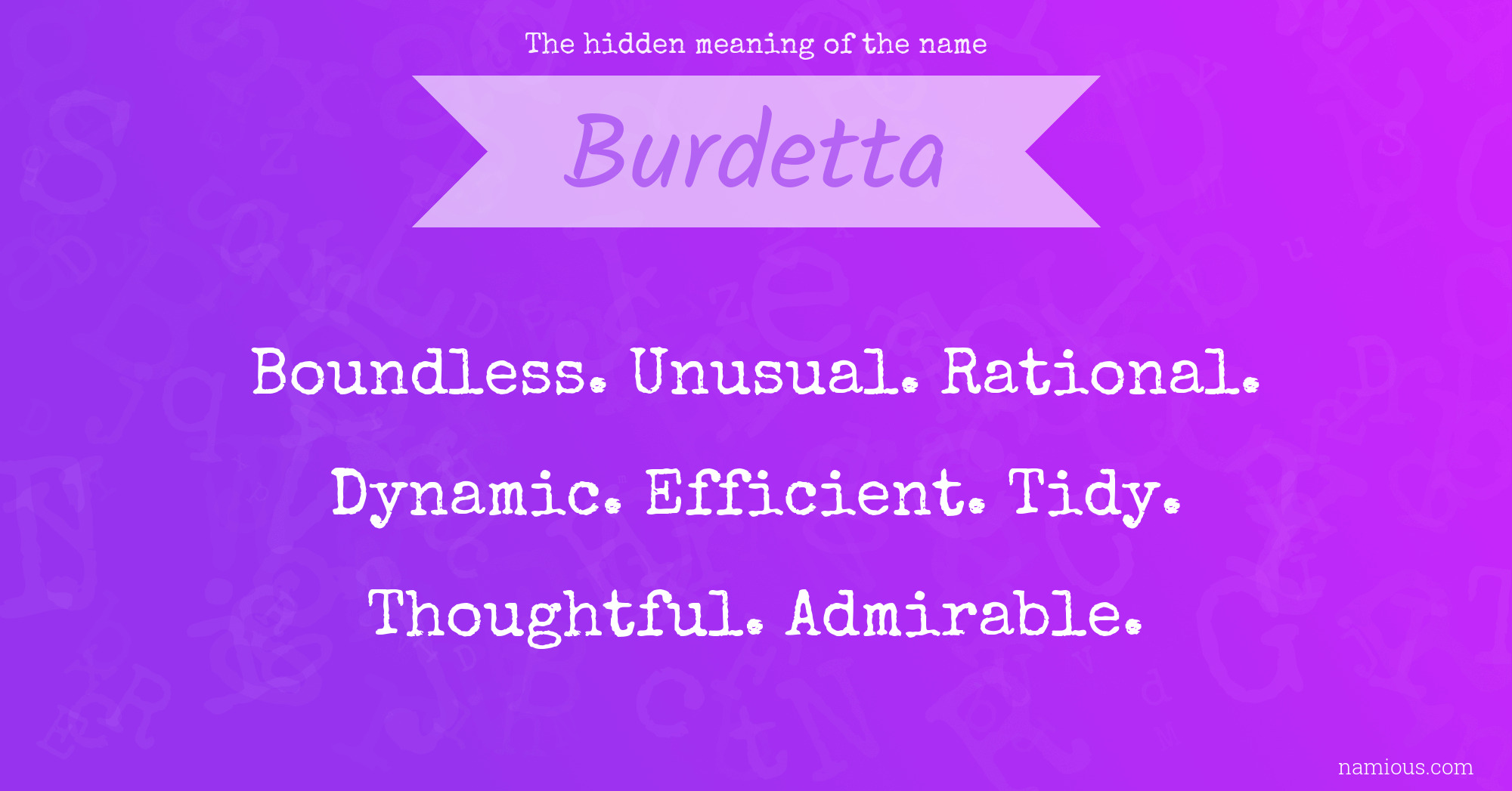 The hidden meaning of the name Burdetta