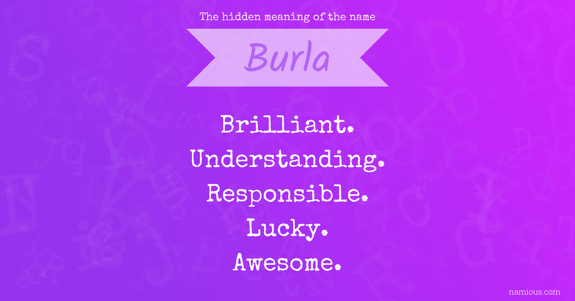 The hidden meaning of the name Burla