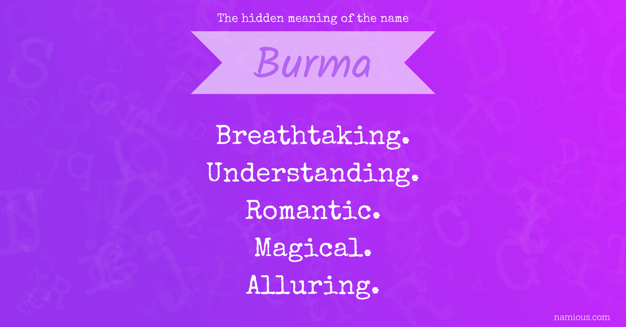 The hidden meaning of the name Burma