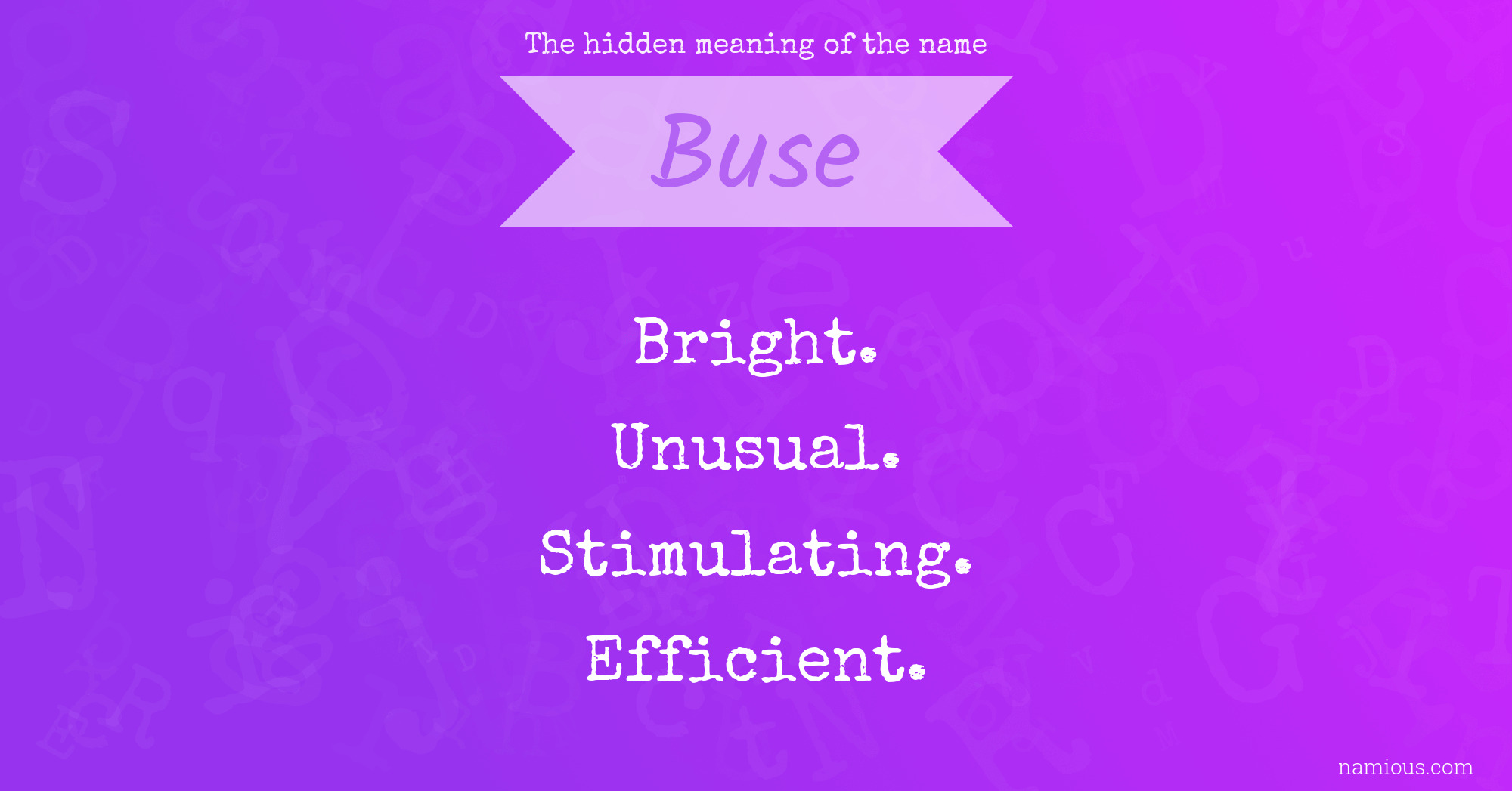 The hidden meaning of the name Buse