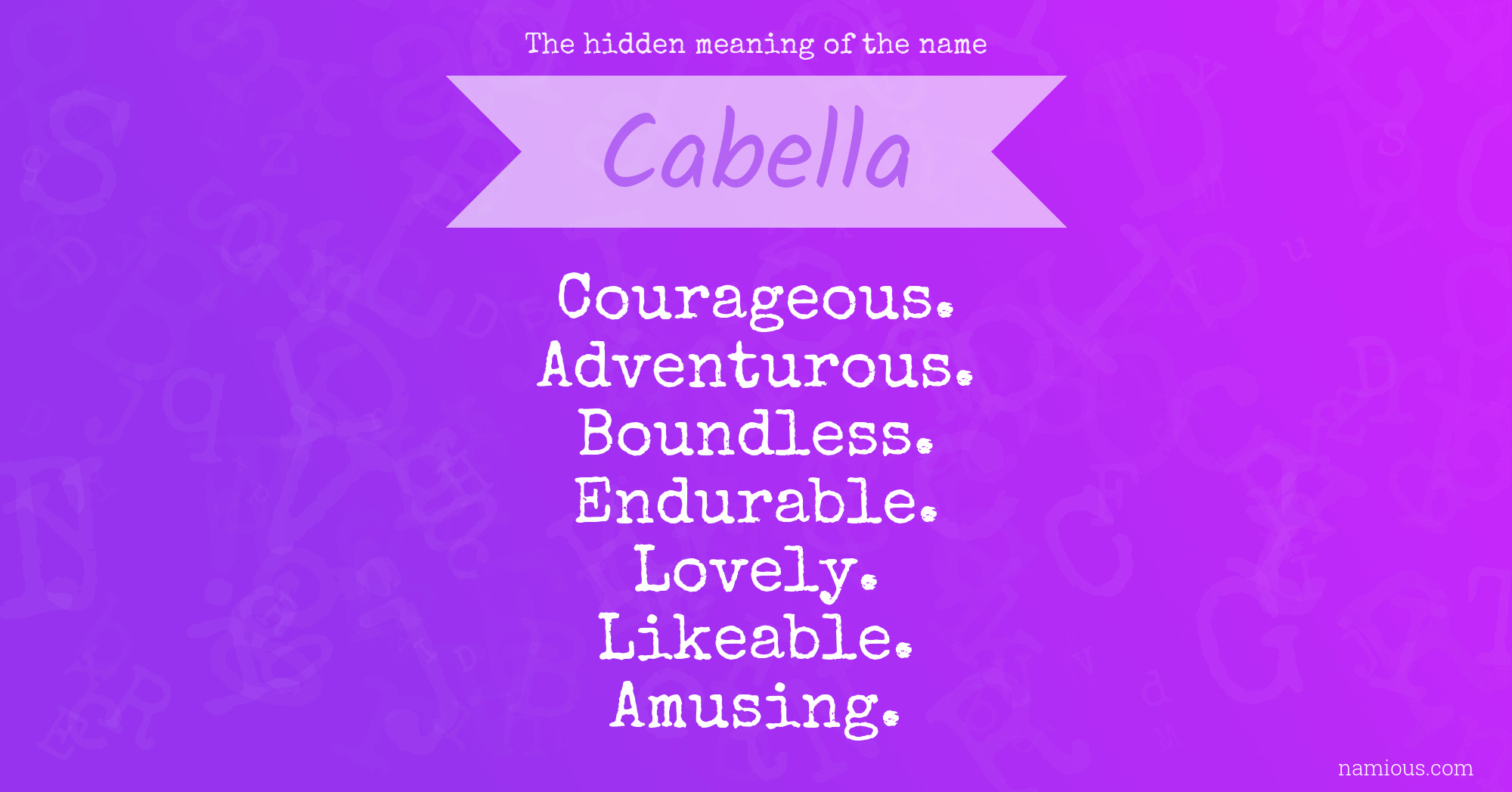 The hidden meaning of the name Cabella