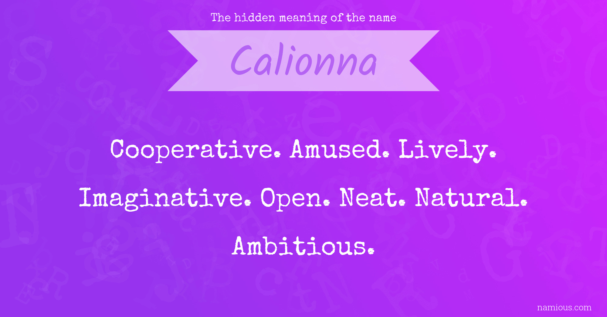 The hidden meaning of the name Calionna