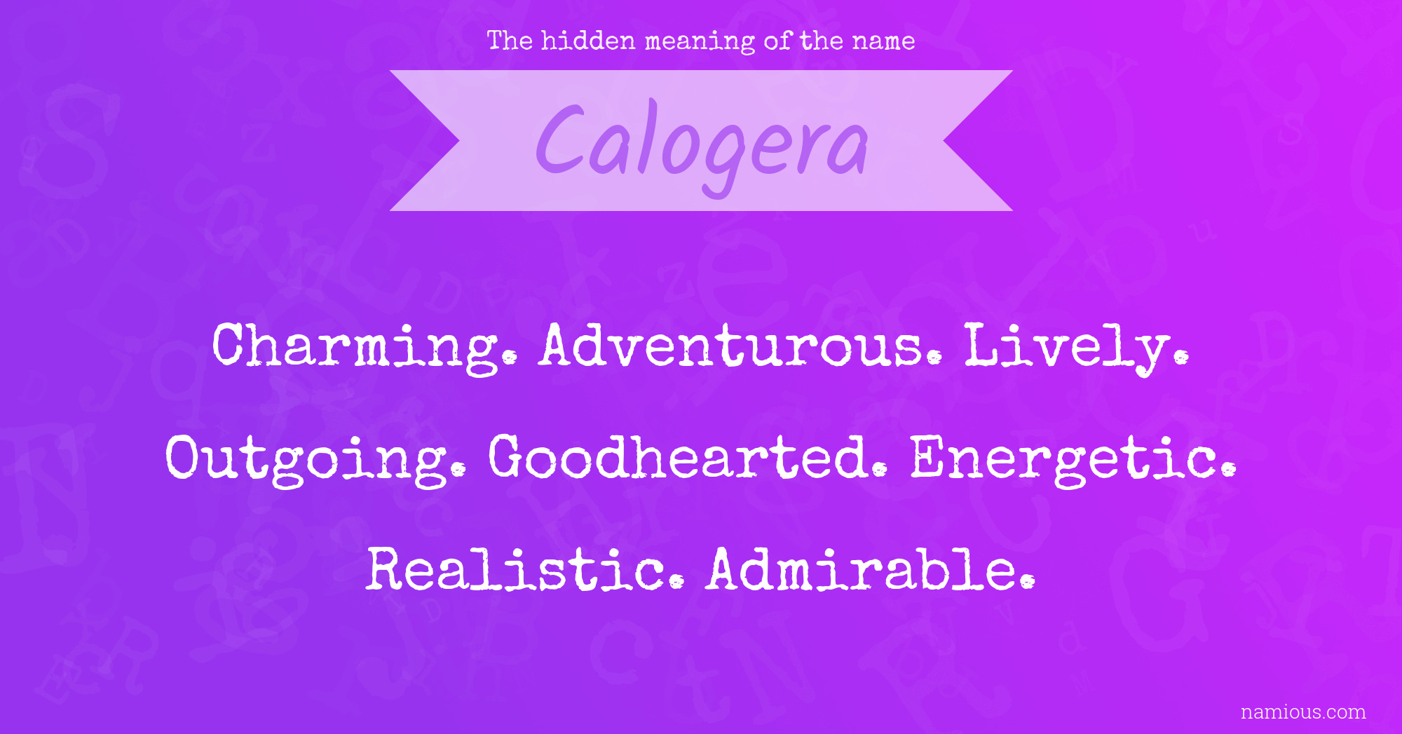 The hidden meaning of the name Calogera