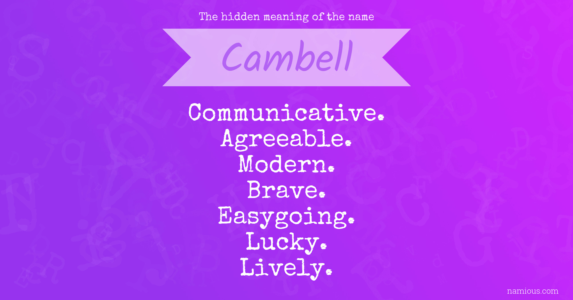 The hidden meaning of the name Cambell