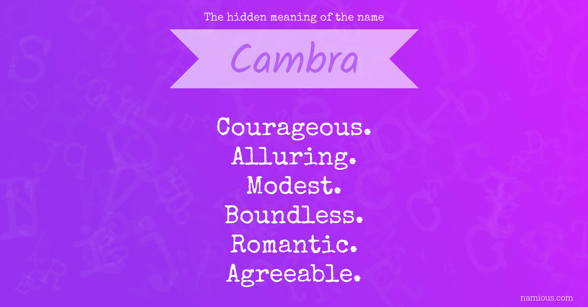 The hidden meaning of the name Cambra