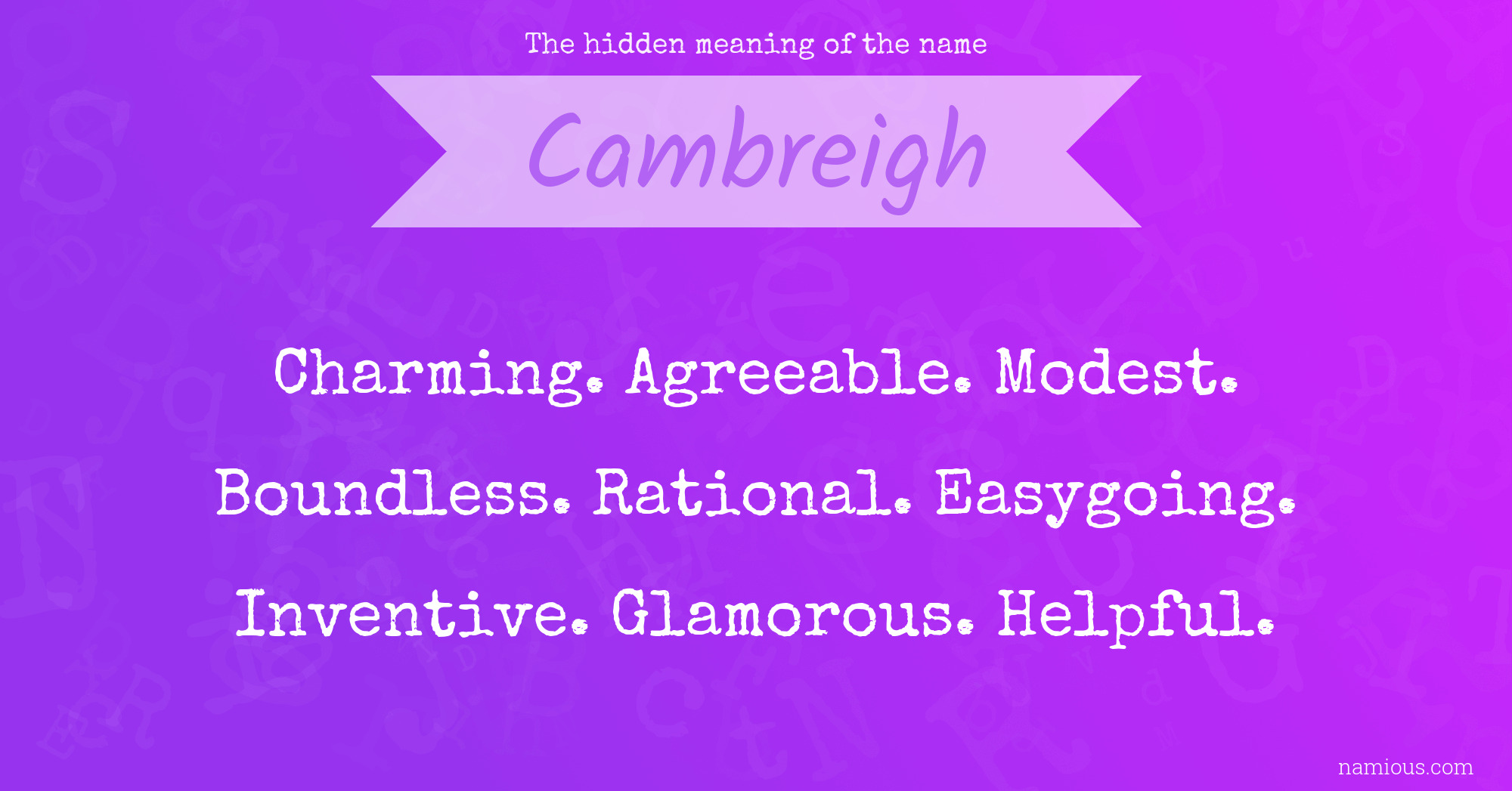 The hidden meaning of the name Cambreigh