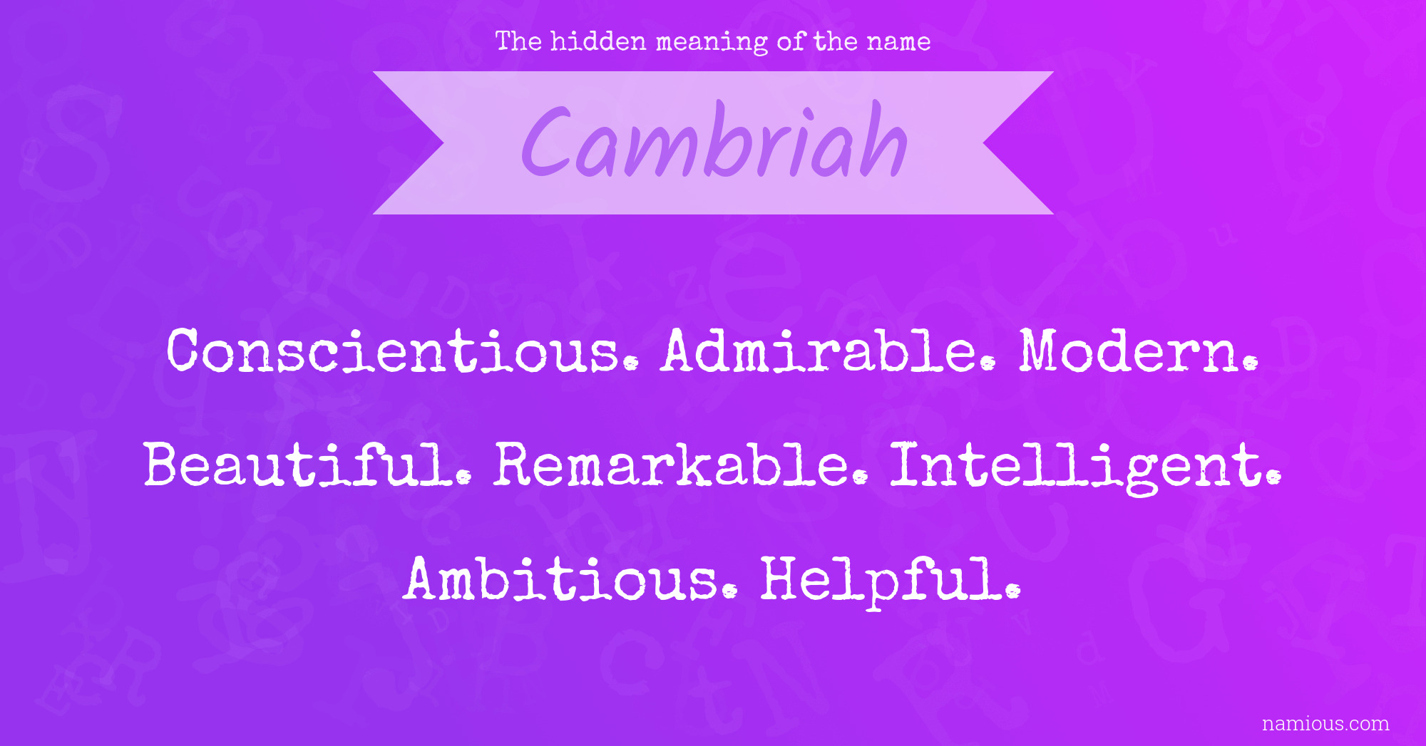 The hidden meaning of the name Cambriah