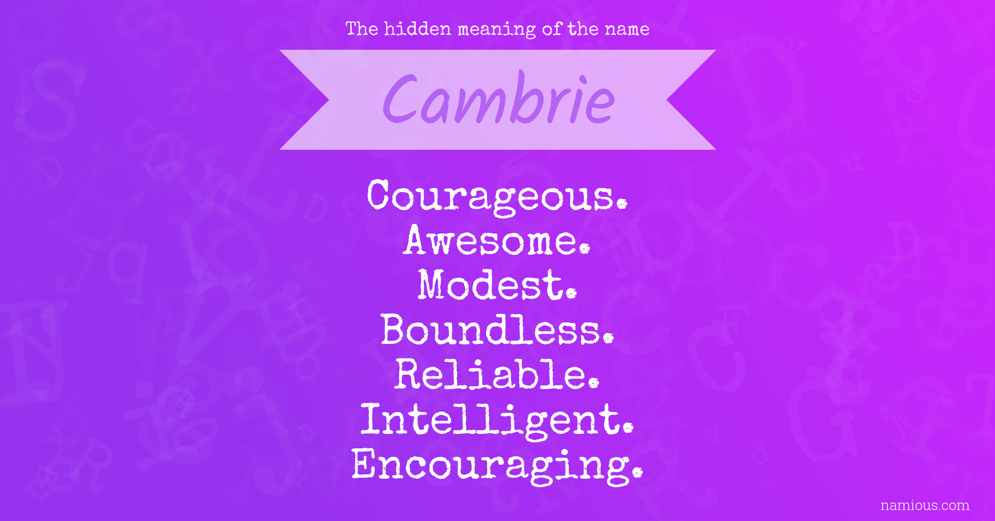 The hidden meaning of the name Cambrie