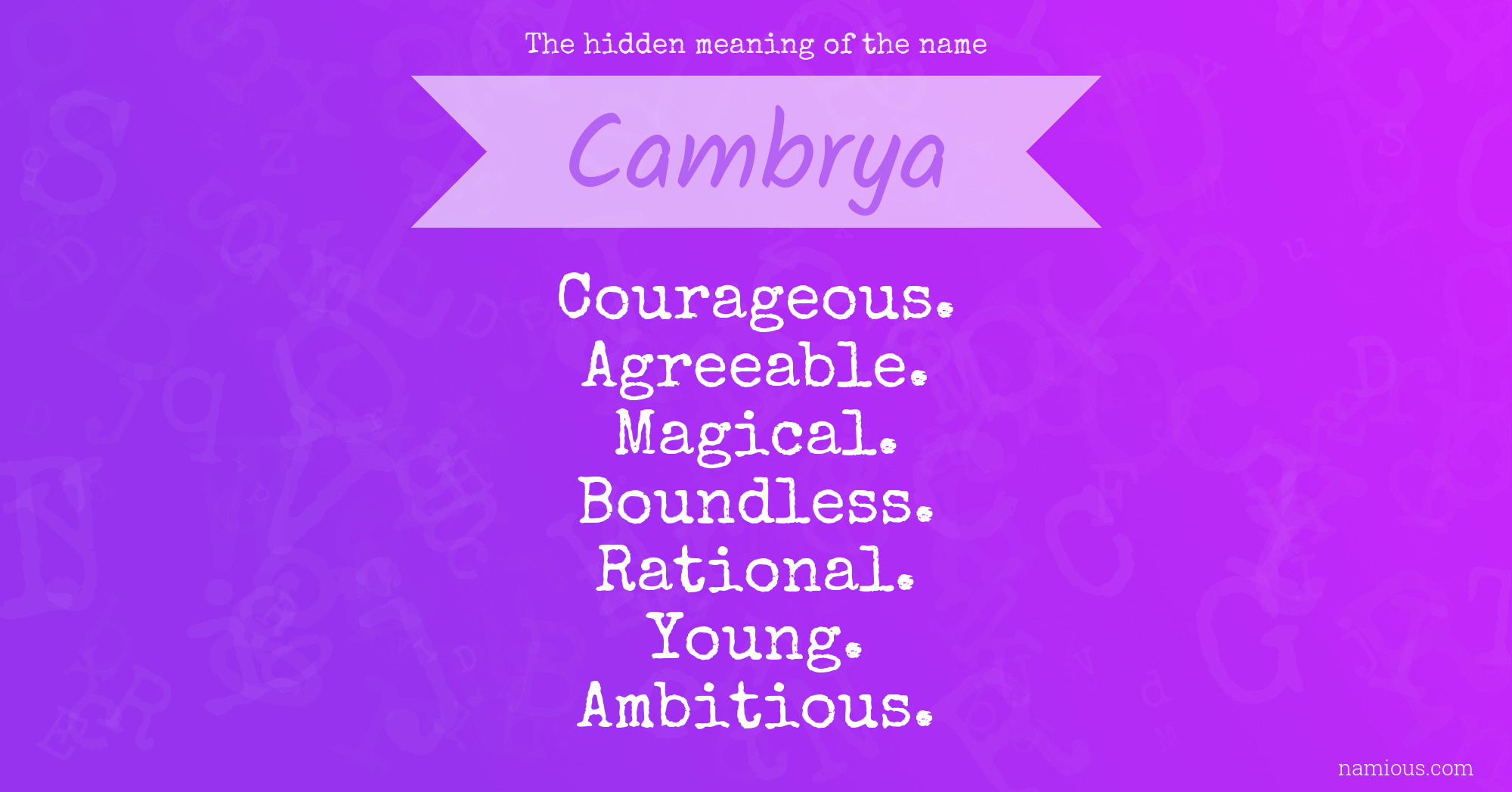 The hidden meaning of the name Cambrya