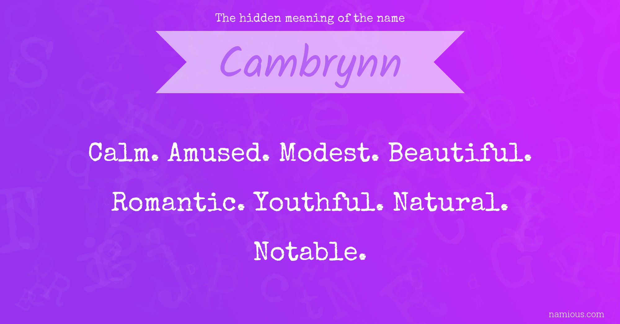 The hidden meaning of the name Cambrynn