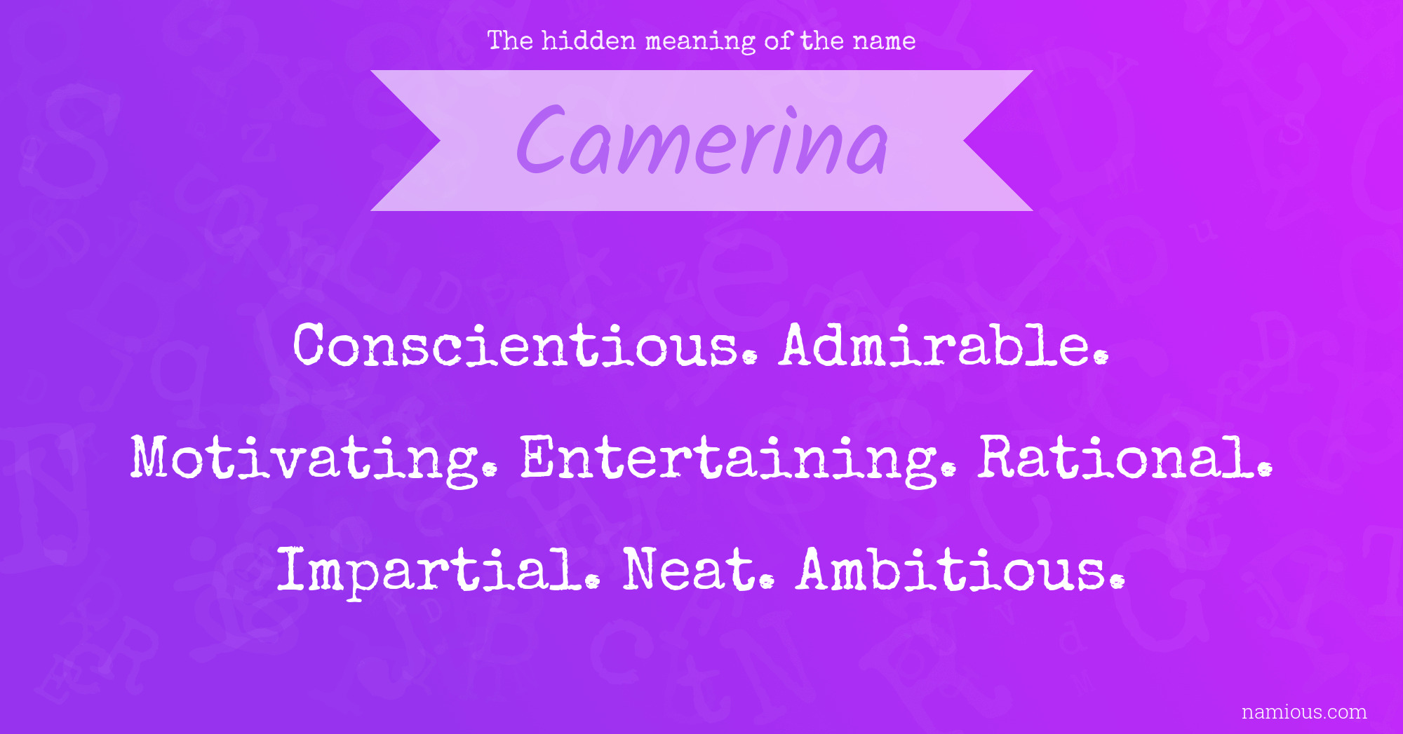 The hidden meaning of the name Camerina