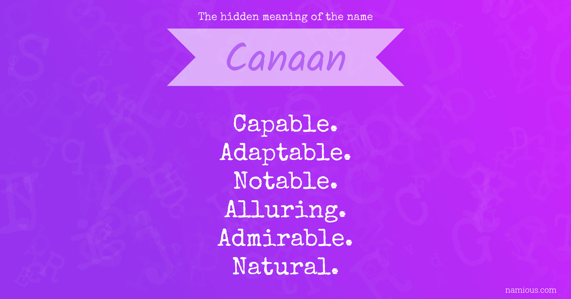 The hidden meaning of the name Canaan