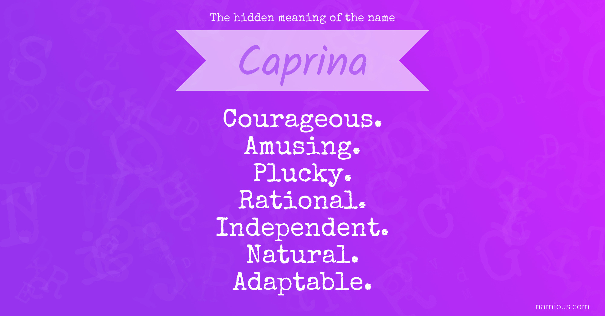 The hidden meaning of the name Caprina