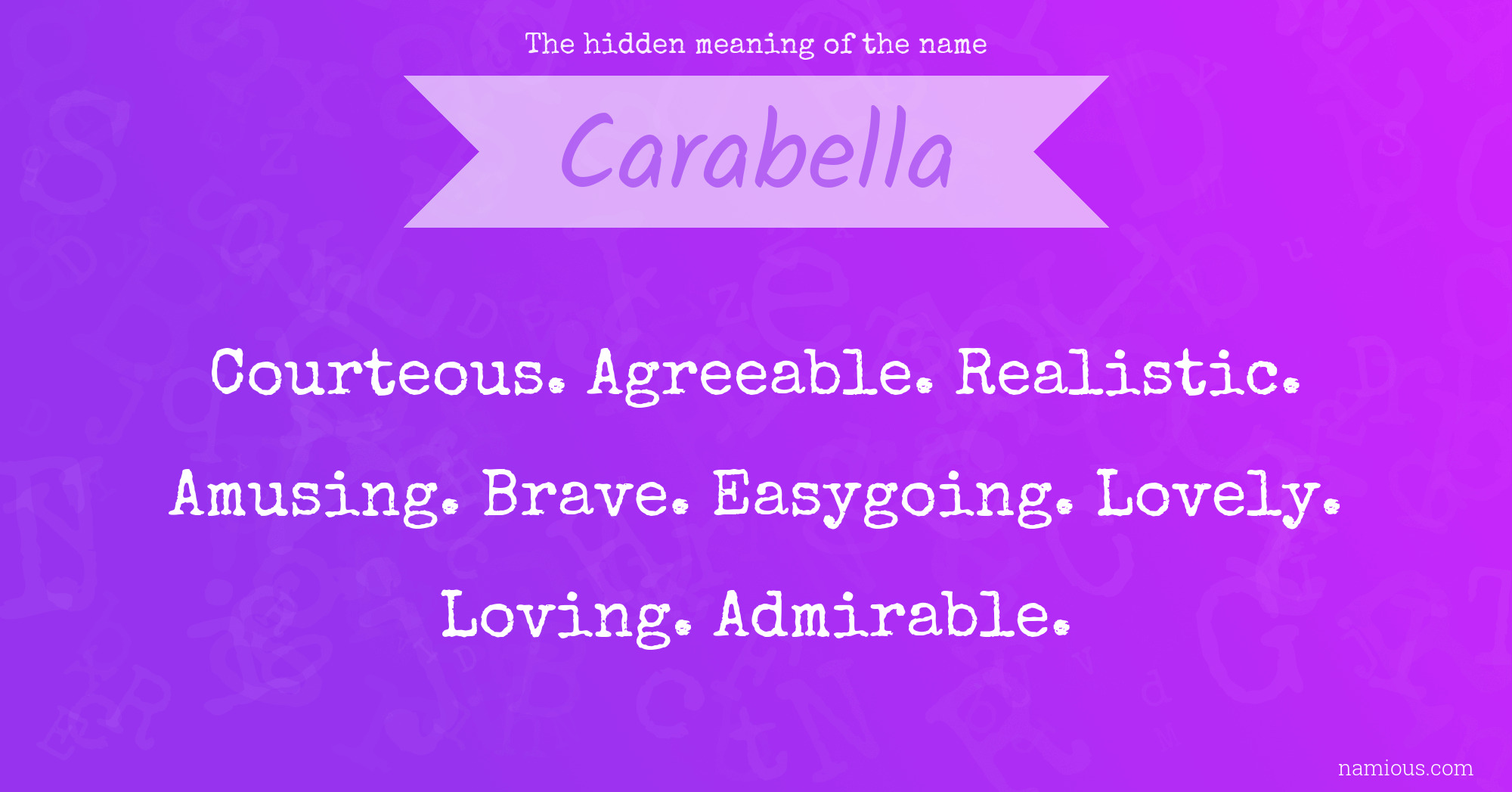 The hidden meaning of the name Carabella