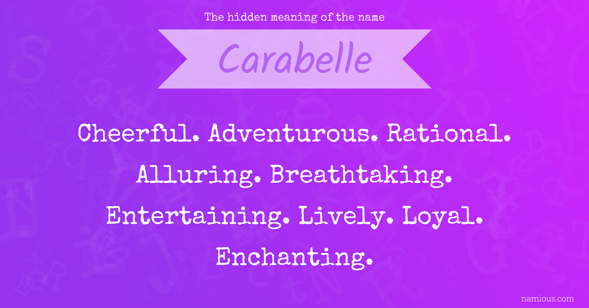 The hidden meaning of the name Carabelle