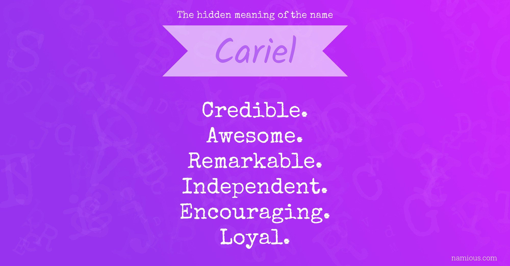 The hidden meaning of the name Cariel