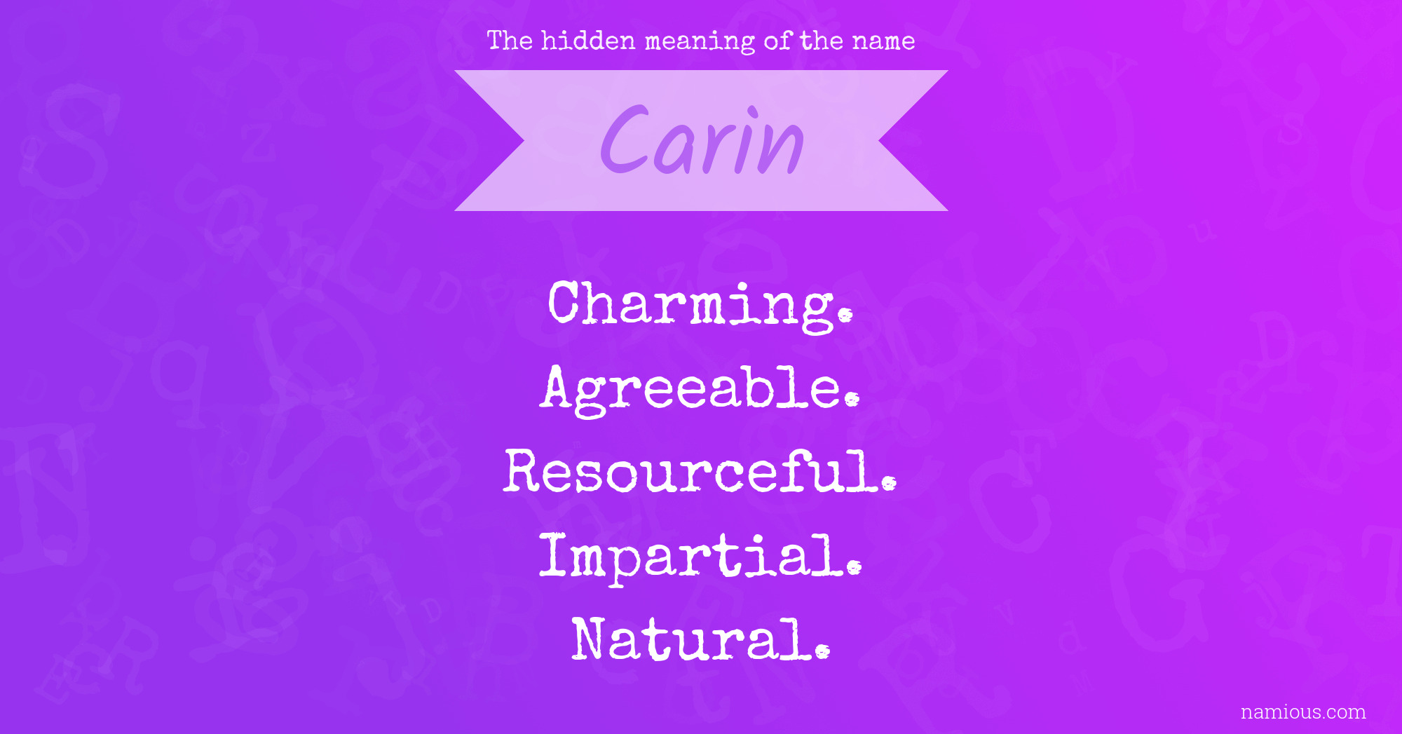 The hidden meaning of the name Carin