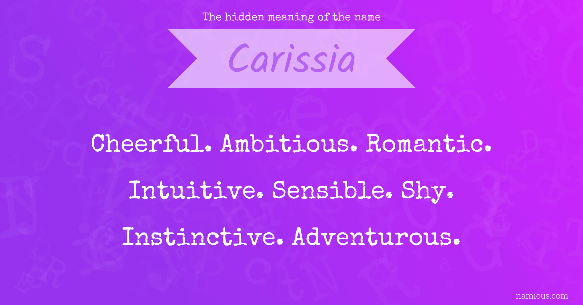 The hidden meaning of the name Carissia