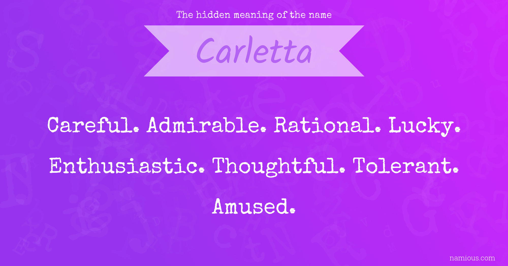 The hidden meaning of the name Carletta