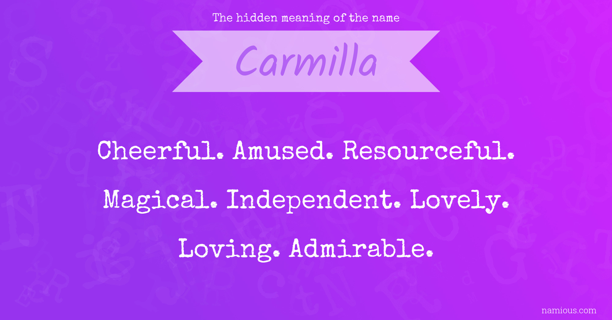 The hidden meaning of the name Carmilla