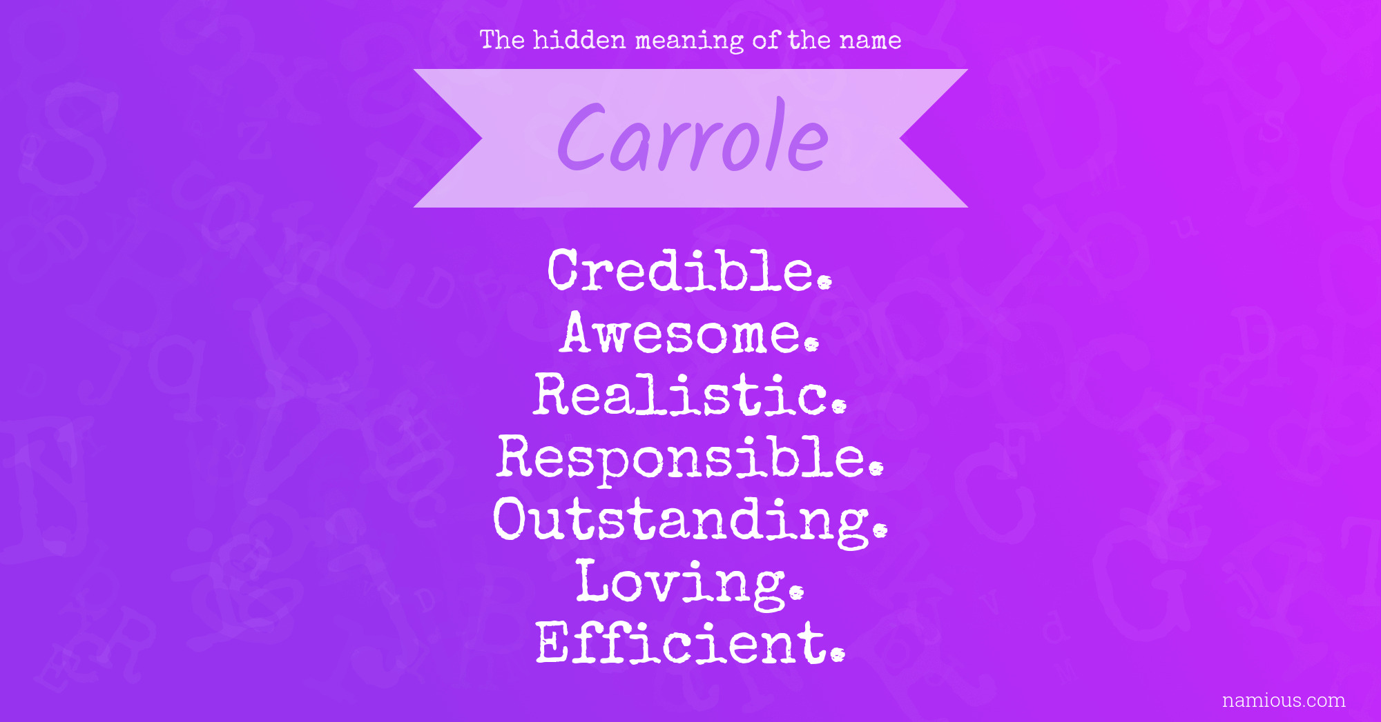 The hidden meaning of the name Carrole